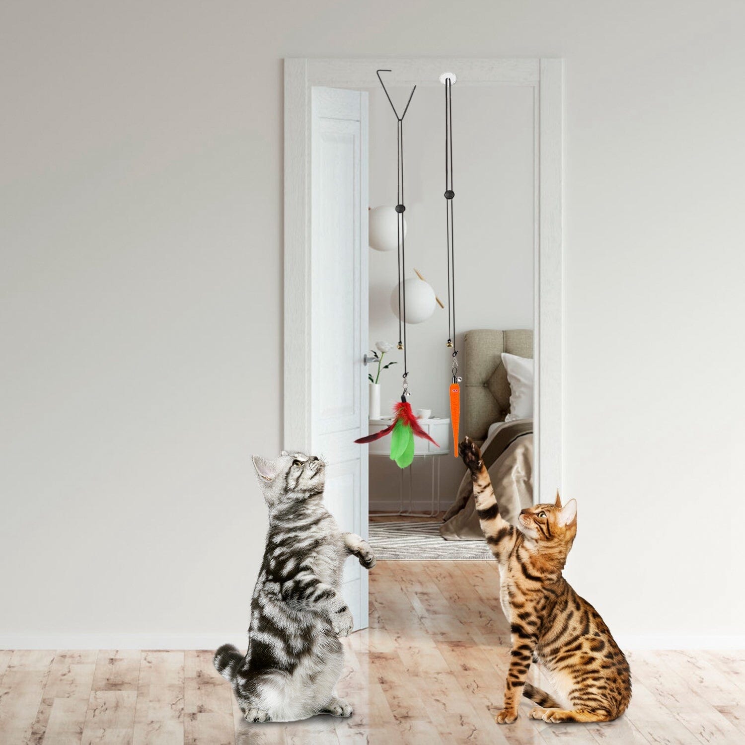 2 Cat Wand Toys with Suction Cup Double Head Interactive Cat Feather Toy Ebay