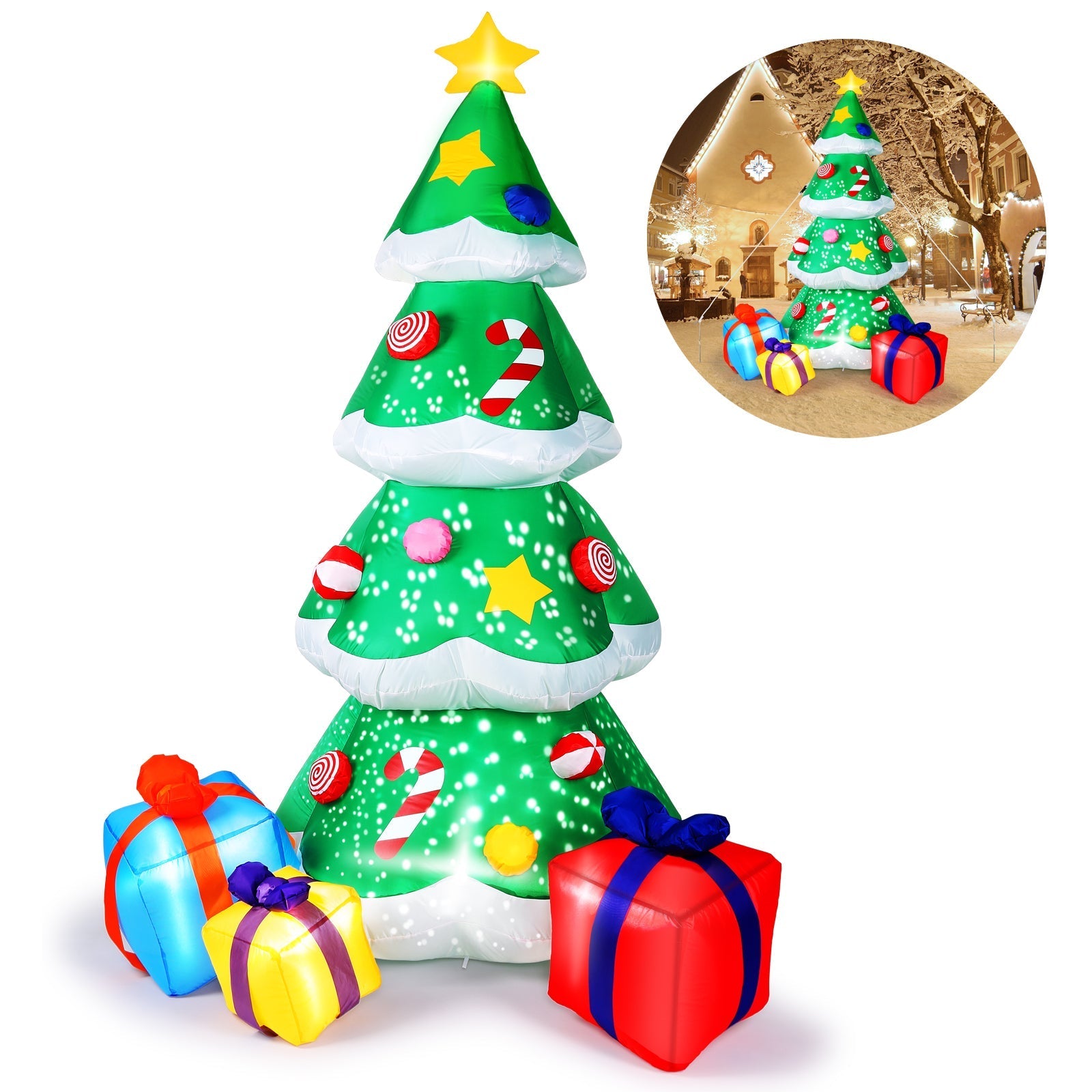 7 Ft. Inflatable Christmas Tree Santa Decor with LED Lights Outlet Cheap Pice