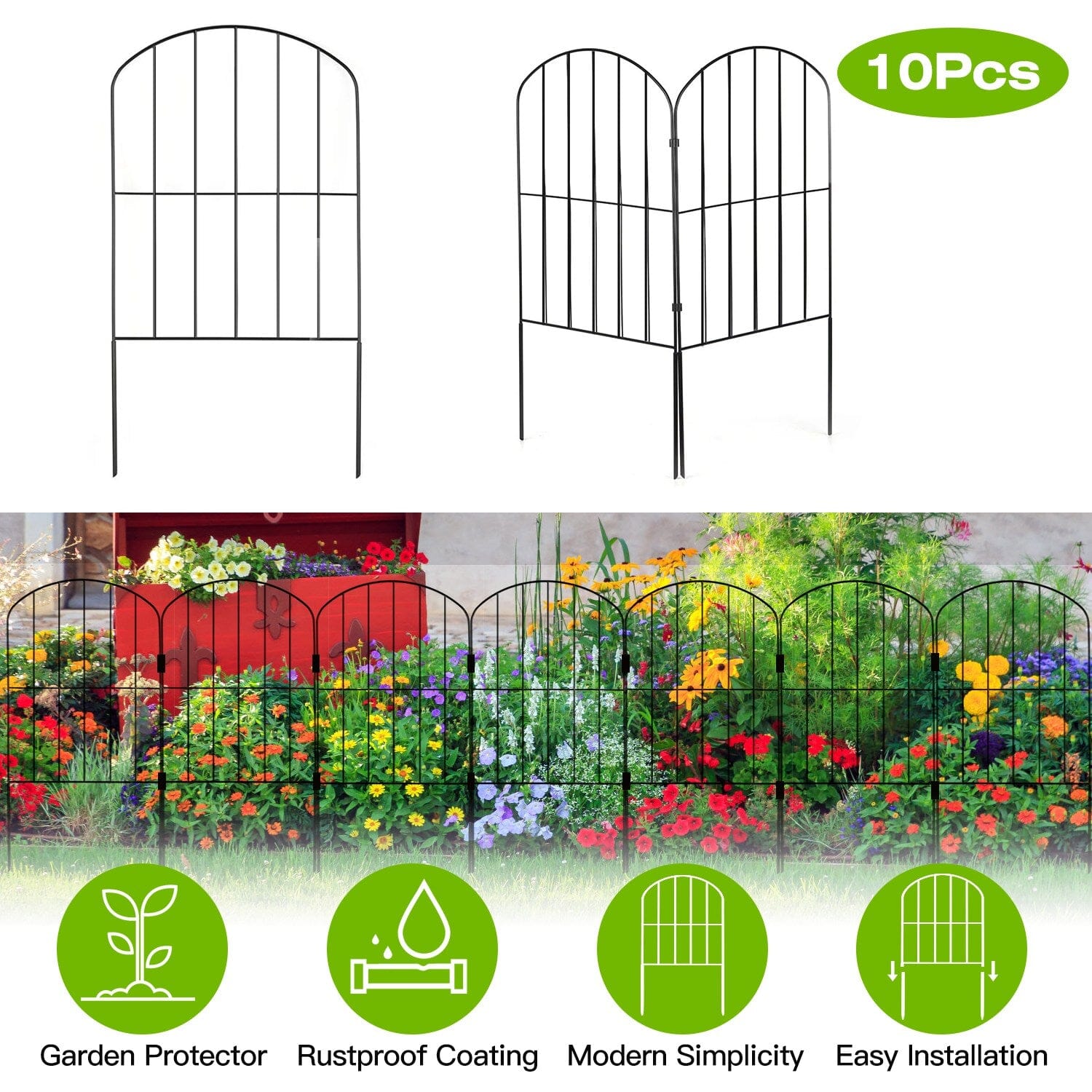 10-Pieces: Decorative Garden Fence Rustproof Iron Wire Arched Fence Many Kinds Of Cheap Pice