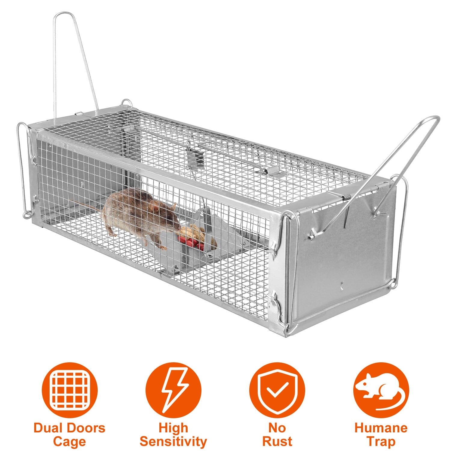 Dual Door Rat Trap Cage Humane with 2 Detachable U Shape Rod Latest Sale Online