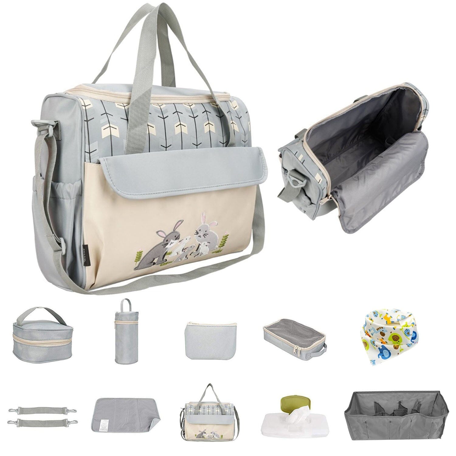 11-Piece Set: Multifunctional Diaper Handbags with Food Bag Low Cost