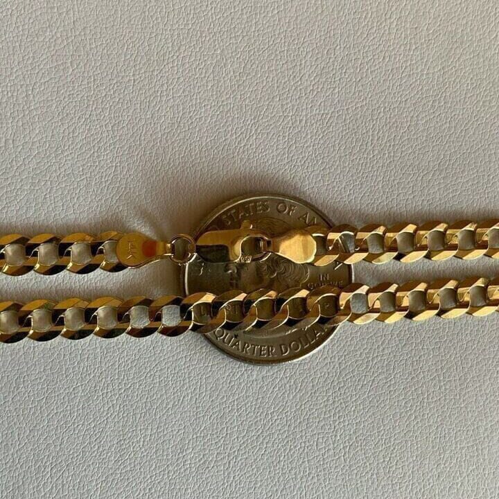 10k Yellow Gold 5MM Curb Chain Cuban Link Necklace 16-30 Made In Italy Outlet New Arrival