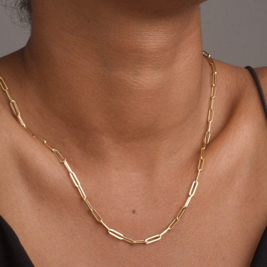 Solid 14K Gold 5mm Paperclip Chain Necklace Made In Italy Discounts Sale Online