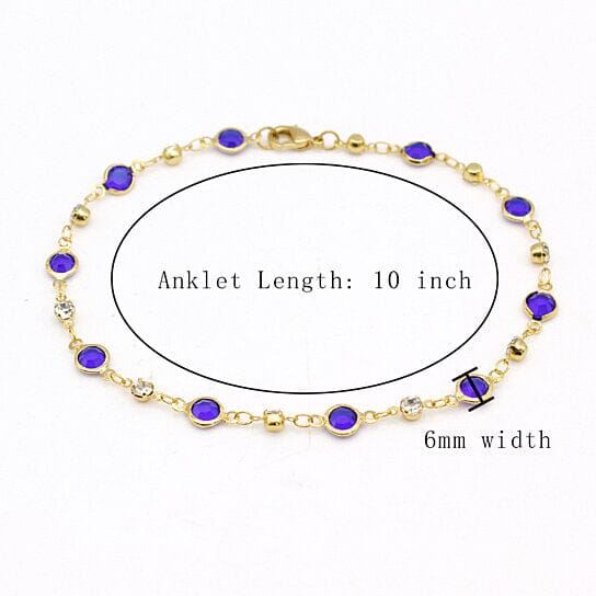 18k Gold Filled High Polish Finish Blue Crystal Ankle Bracelet Quality Free Shipping Outlet