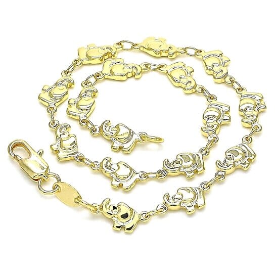 18k Gold Filled High Polish Finsh Elephant Link Anklet Bracelet Grey Outlet Store Online