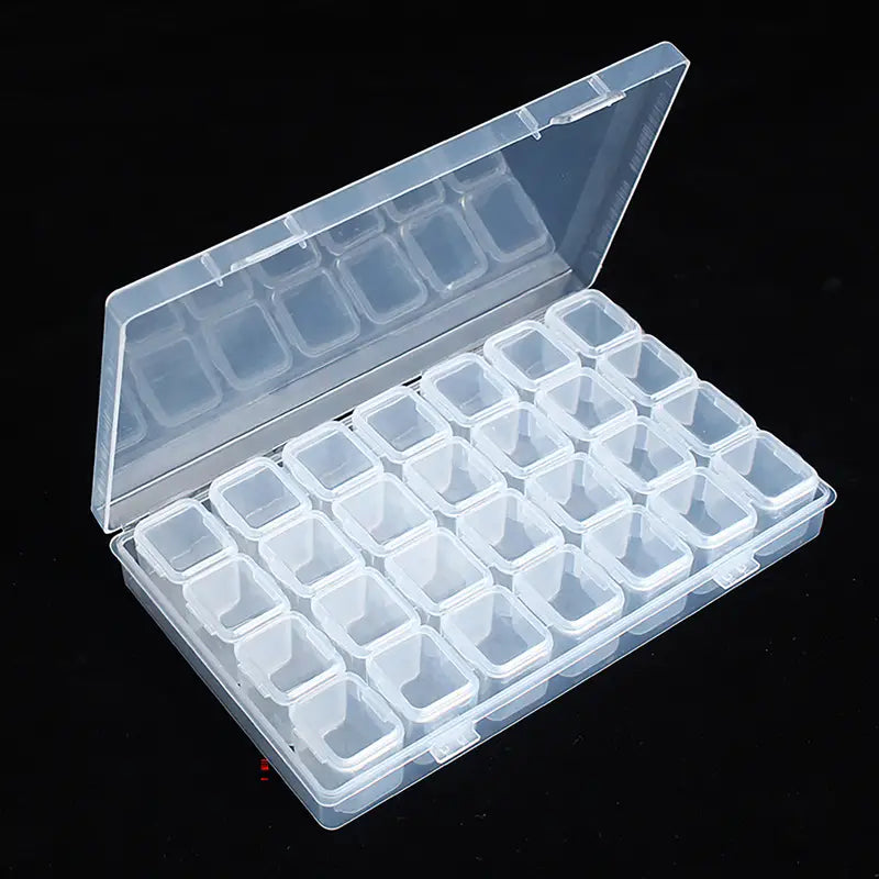 Small 28 Grids Diamond Box Clear Plastic Jewelry Craft Storage Container Sale Classic