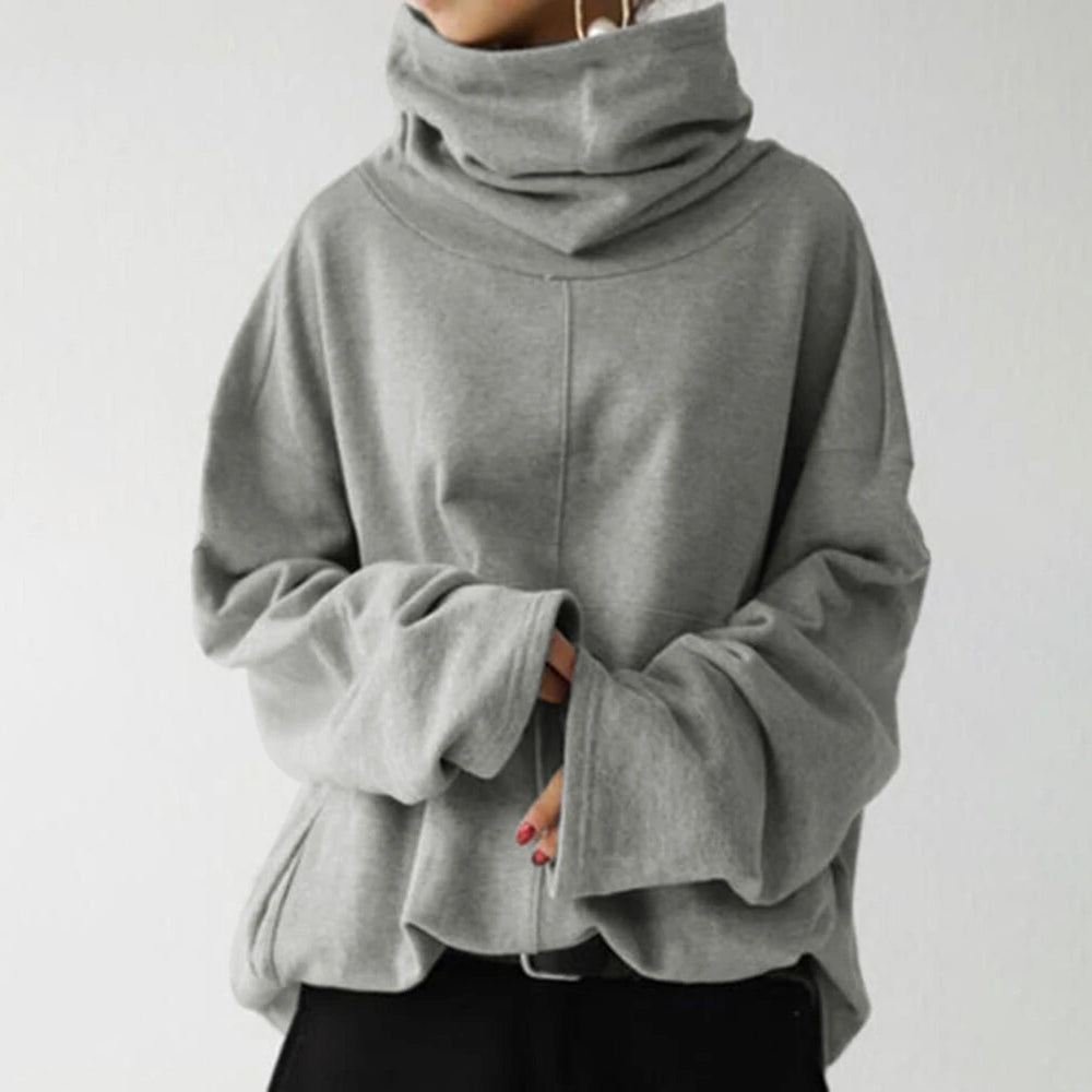 Women's Turtleneck Wide Sleeves Solid Loose Pullover Sweatshirt Online Online Free Shipping