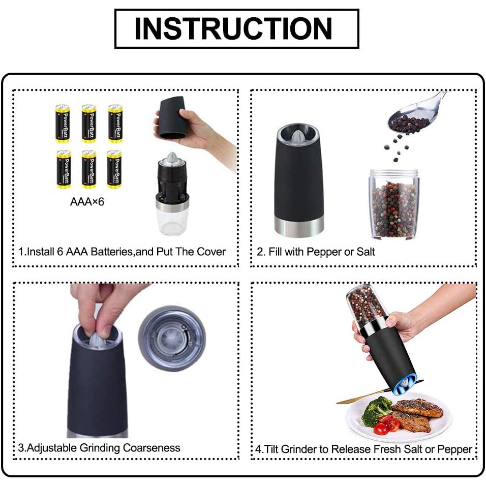 2-Pack: Gravity Electric Salt Pepper Grinder Sale Best Pices