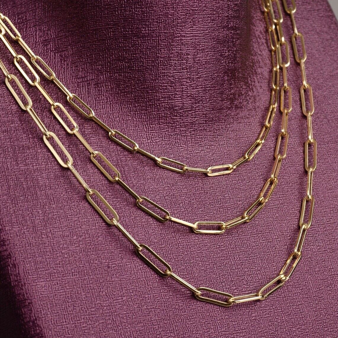 Solid 14K Gold 5mm Paperclip Chain Necklace Made In Italy Discounts Sale Online