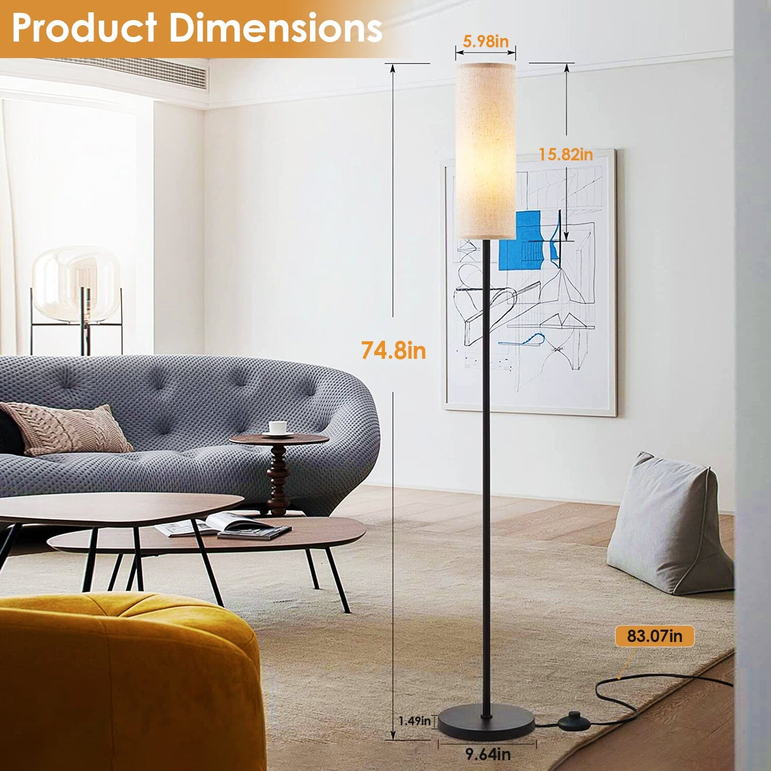 3200K Warm Yellow Light Modern Standing Lamp with Foot Switch 6W Bulb Cheap Sale Sast