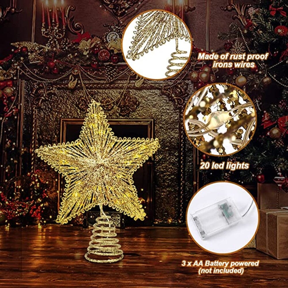 Christmas Tree Topper Treetop Sparkle 20 LED Lights Free Shipping Online