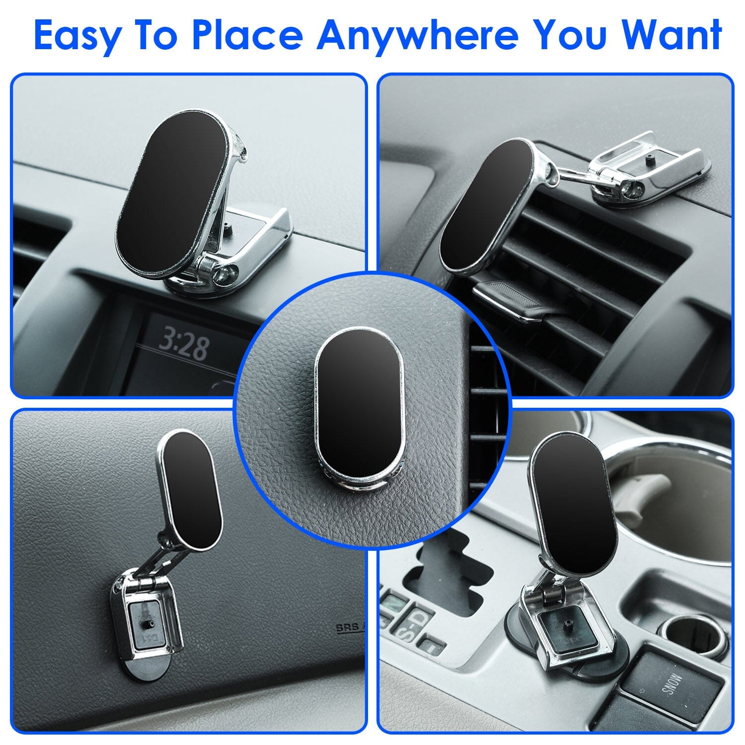 2-Pieces: Foldable Magnetic Car Phone Holder With Credit Card For Sale