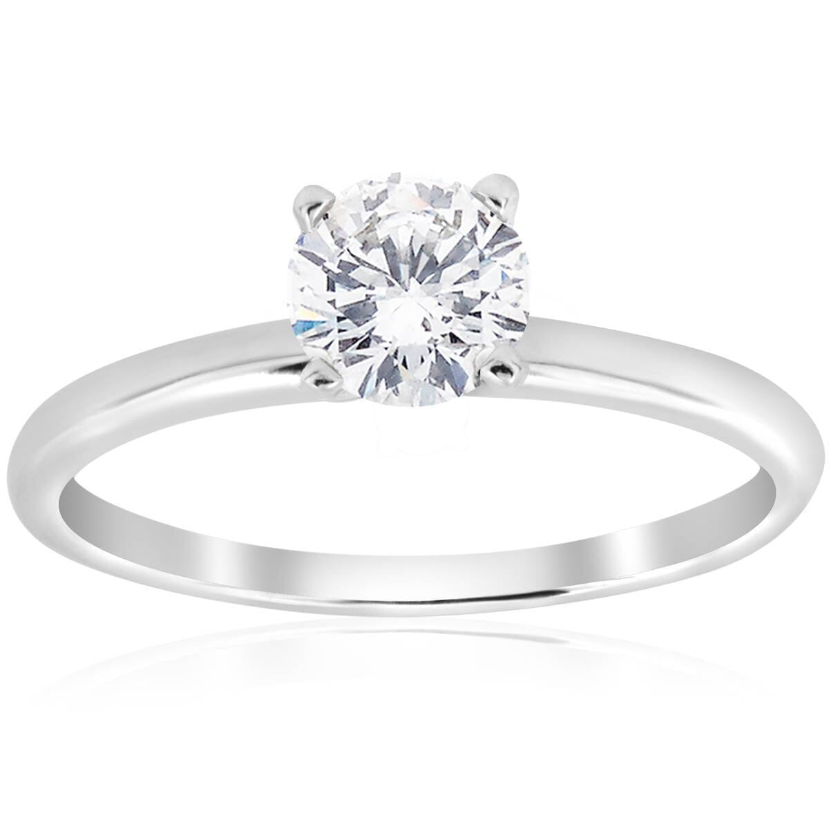 3/4 Ct Round-Cut Natural Diamond Solitaire Engagement Ring 14k White Gold Browse