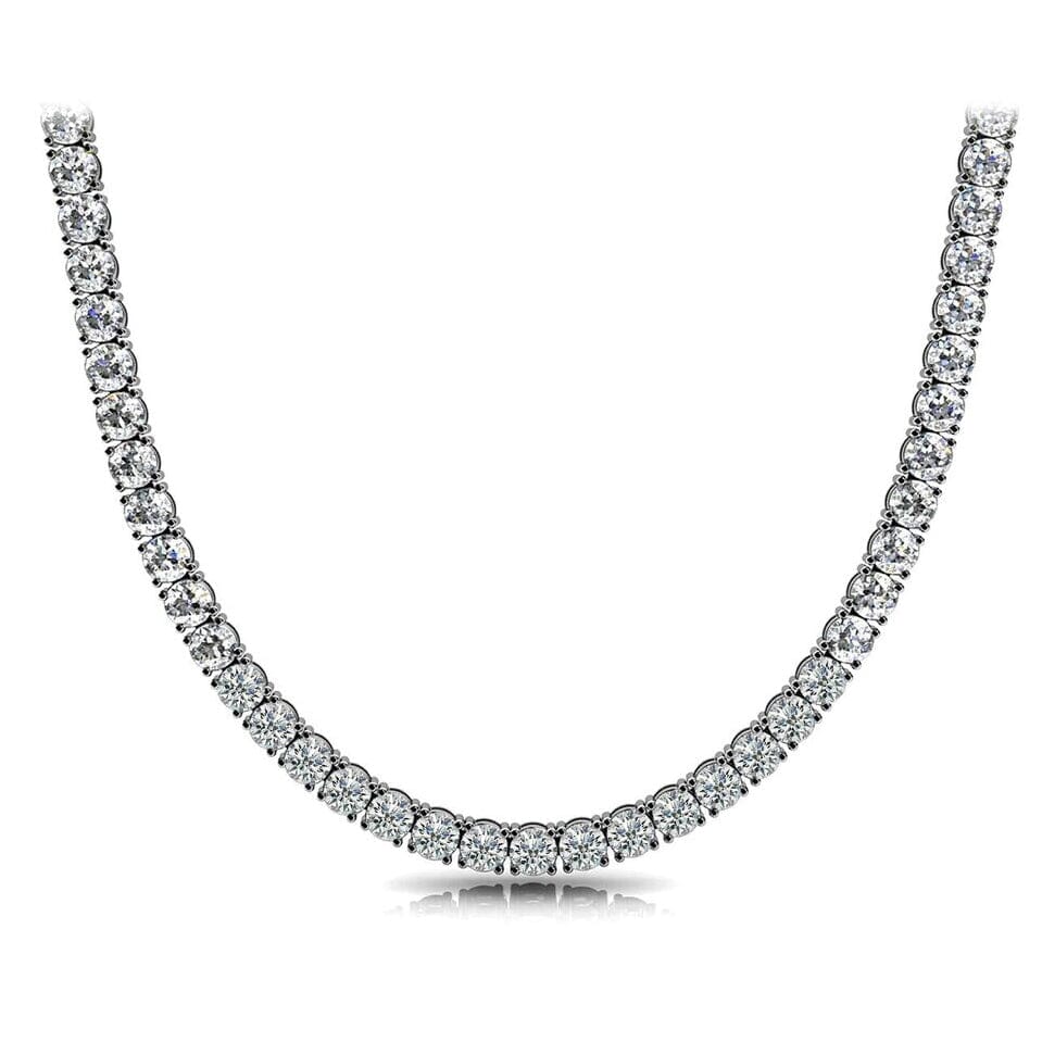 Huge 23 Ct TW Round Cut Natural Diamond Tennis Necklace 14K White Gold 18 Countdown Package Online