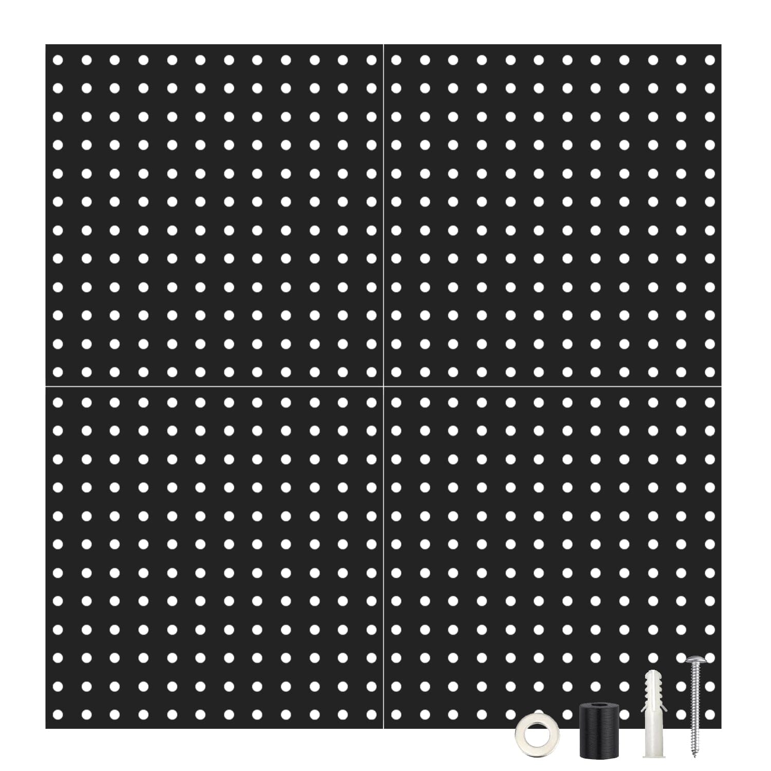 4-Pack: Metal Black Pegboard Wall Organizer with 1 Spacing 1/4 Hole Discount Eastbay