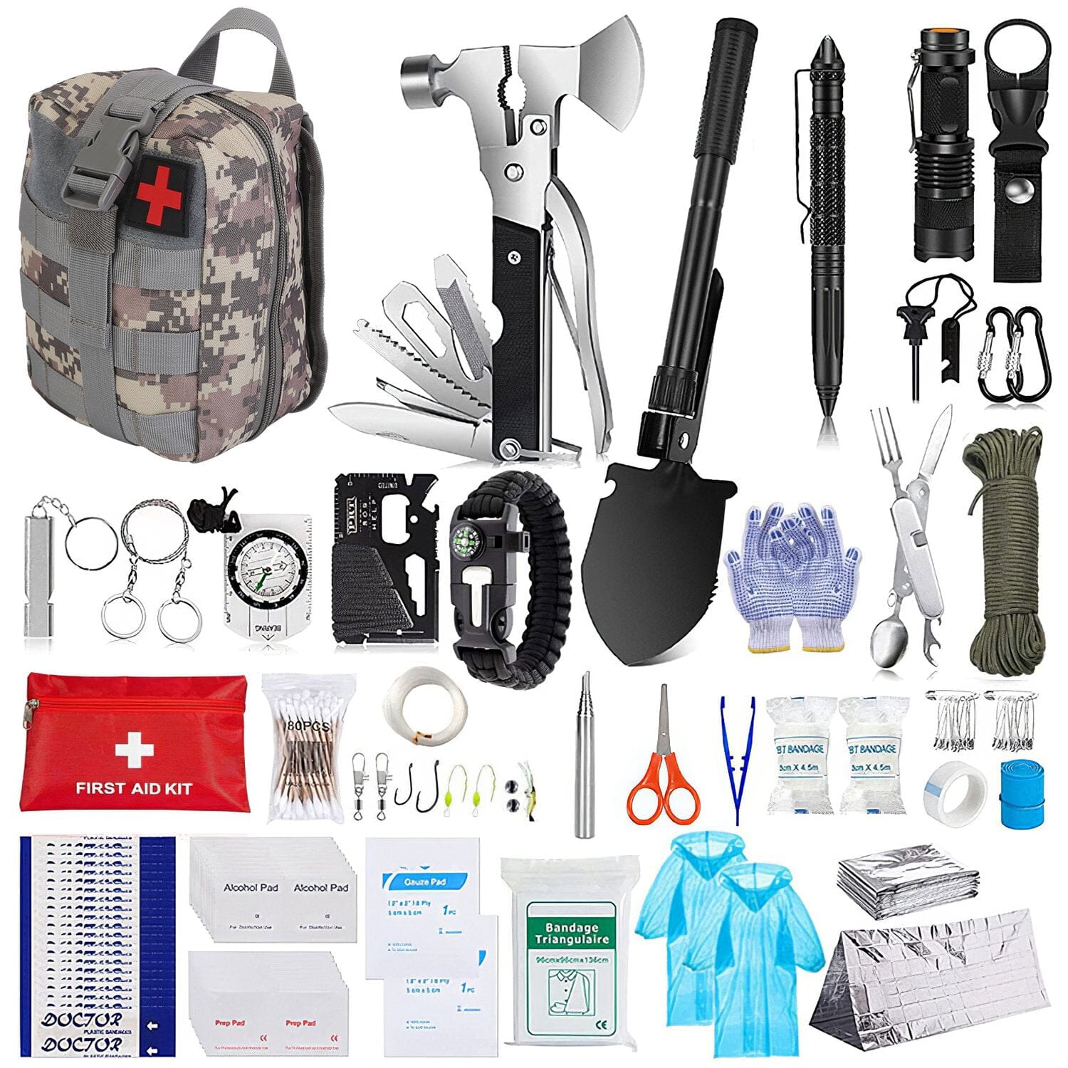 125-Pieces: Emergency Survival Gear Tactical for Outdoor Adventure Cheap Pictures