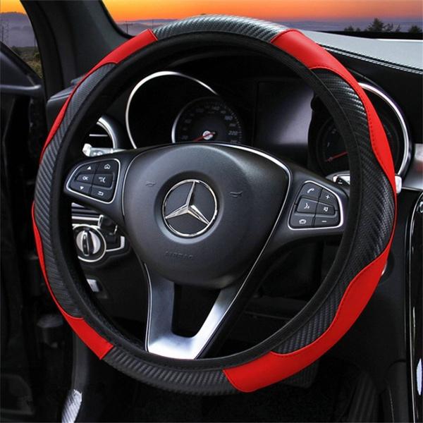 Car Auto Steering Wheel Cover Carbon Fibre Breathable Anti-slip Protector Discount The Cheapest