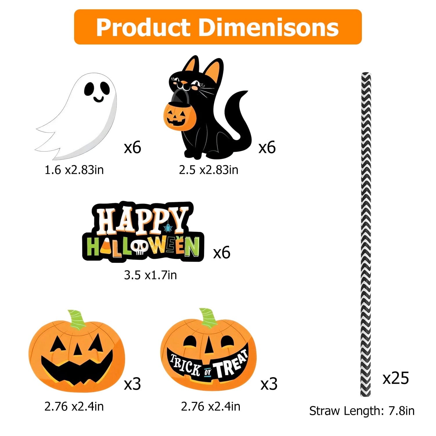 24-Pieces: Halloween Party Striped Decorative Paper Straws Online Shop From China