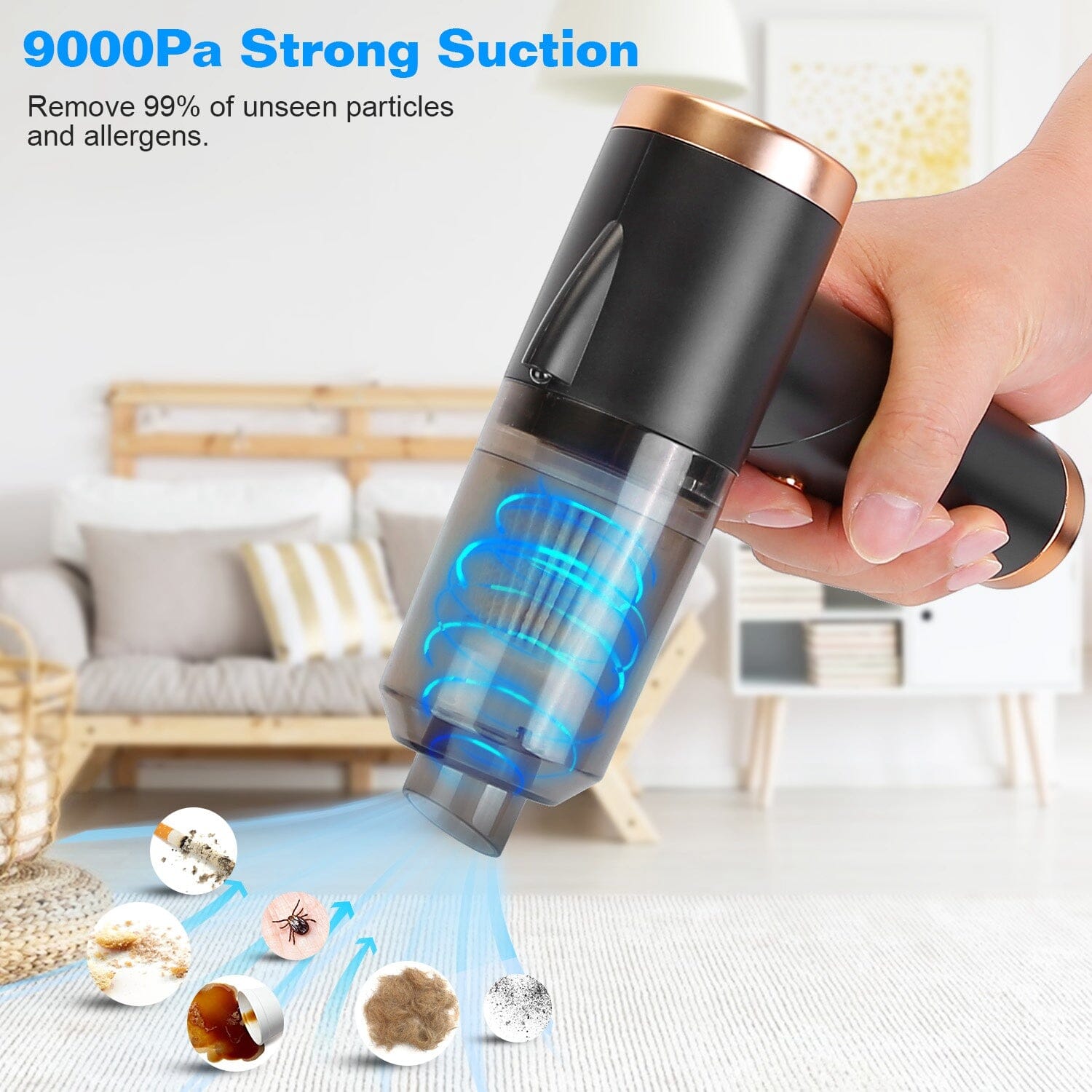 120W 9000PA Cordless Handheld Car Vacuum Cleaner with Searchlight Best Pices