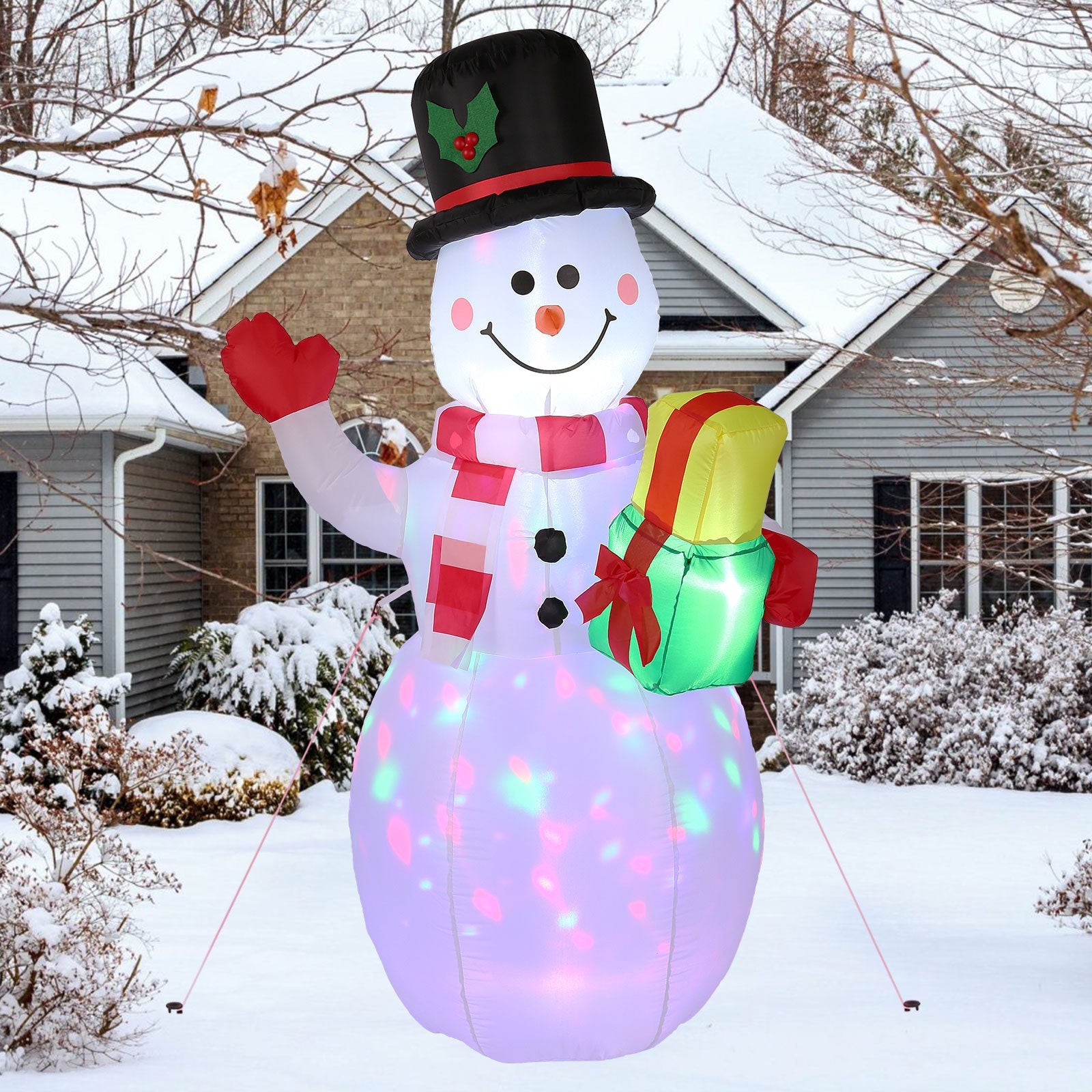 5FT Snowman Inflatable Outdoor Decoration Rotating LED Lights Finishline