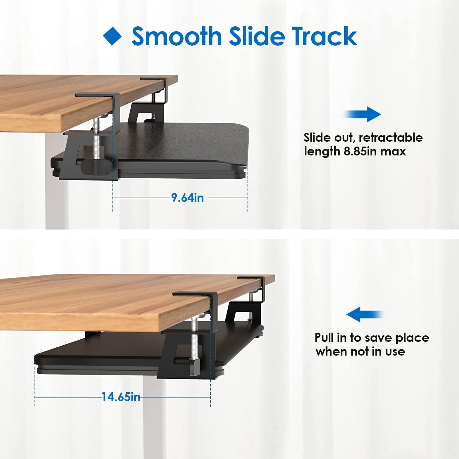 Keyboard Mouse Tray Under Desk Retractable Slide Out Drawer with C Clamp Visa Payment For Sale