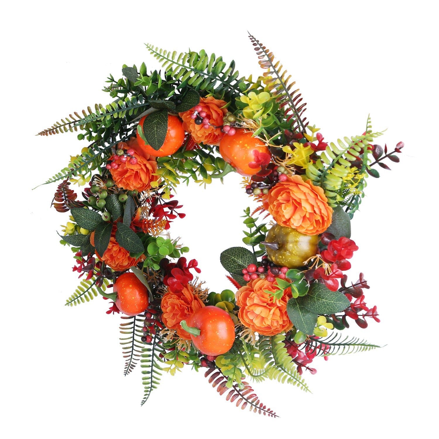Autumn Wreath with Pumpkin Mixed Leaves Berries Flower Fall Cheap Low Cost