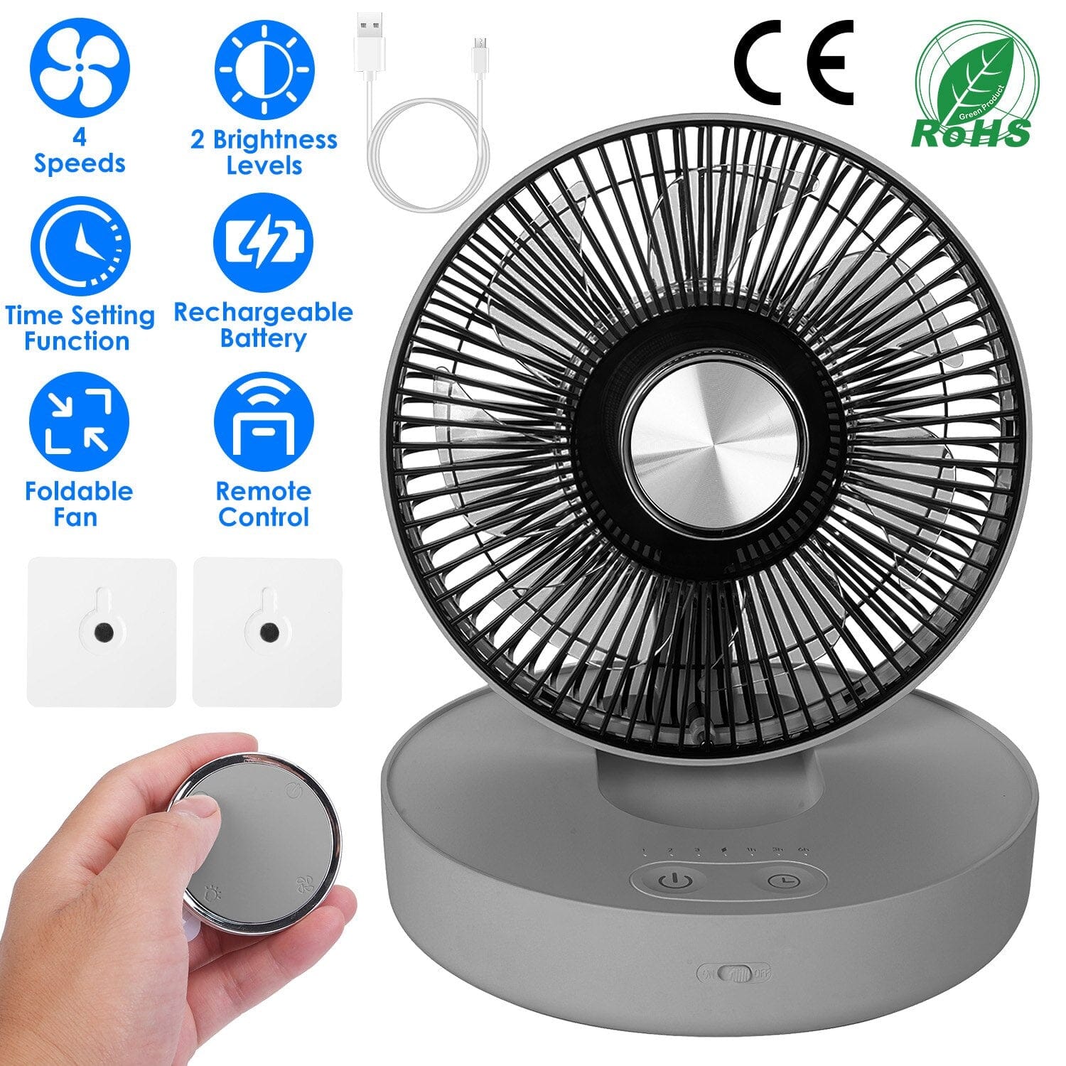 Foldable Rechargeable LED Desk Fan Wall Mounted with Magnetic Remote Sale 100% Guaranteed