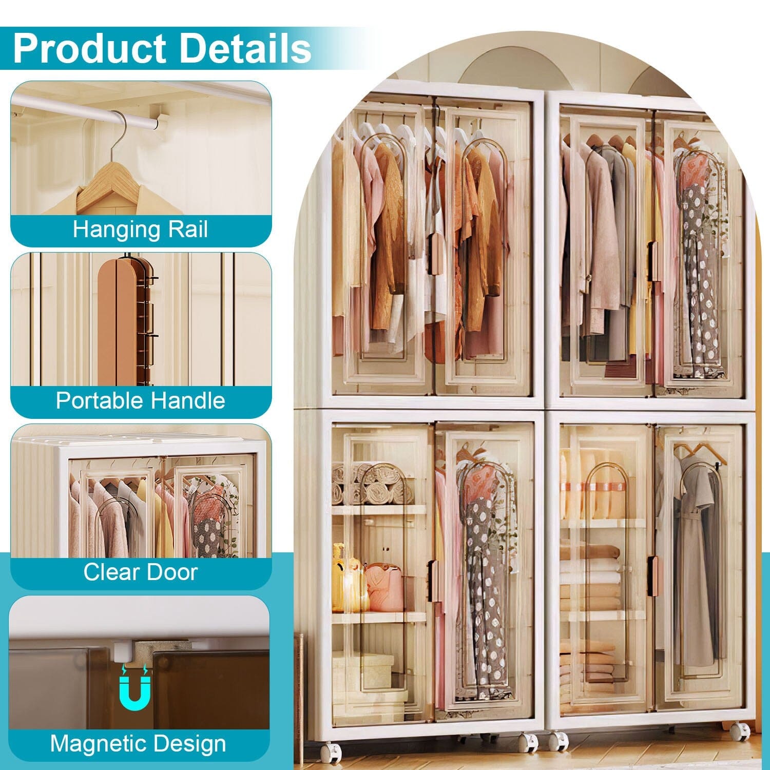 Small Wardrobe Closet with Magnetic Design Sale Affordable