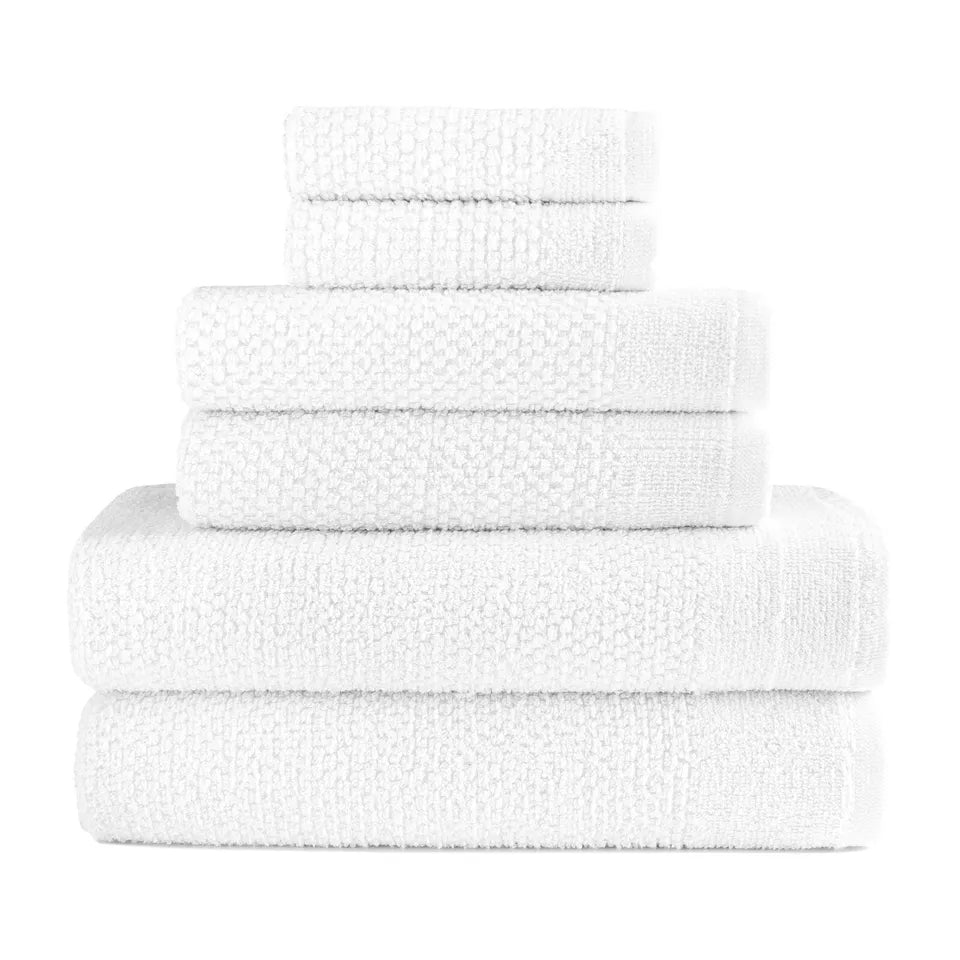 6-Piece: Dan River Popcorn Cotton Bath Towel Set Low Pice For Sale