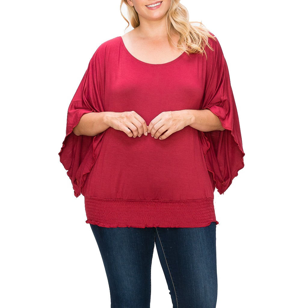 Solid Top Featuring Flattering Wide Sleeves Sale Cheap Online