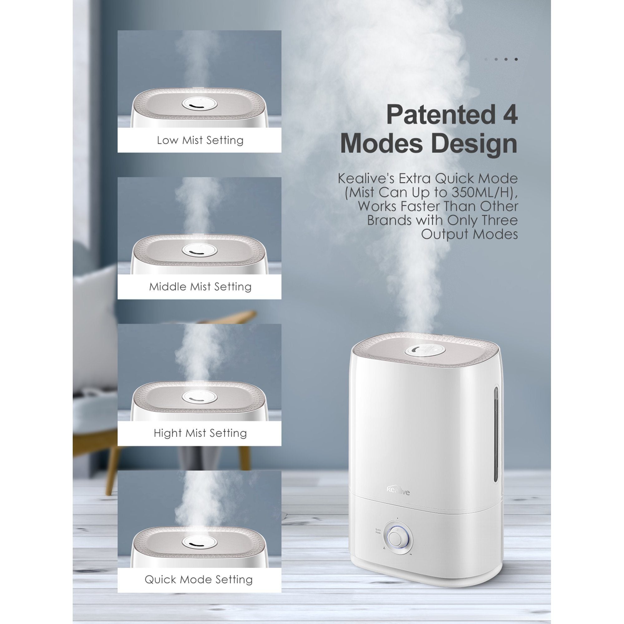 Kealive Cool Mist Humidifier Free Shipping 2025 Unisex