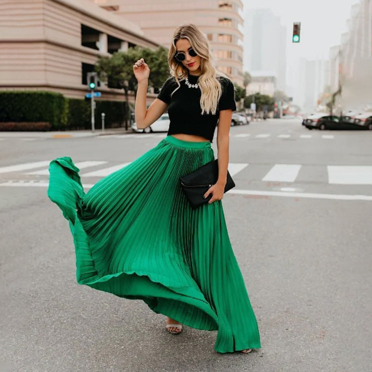 Women's Fashion Long Summer Swing Pleated Skirt Official For Sale