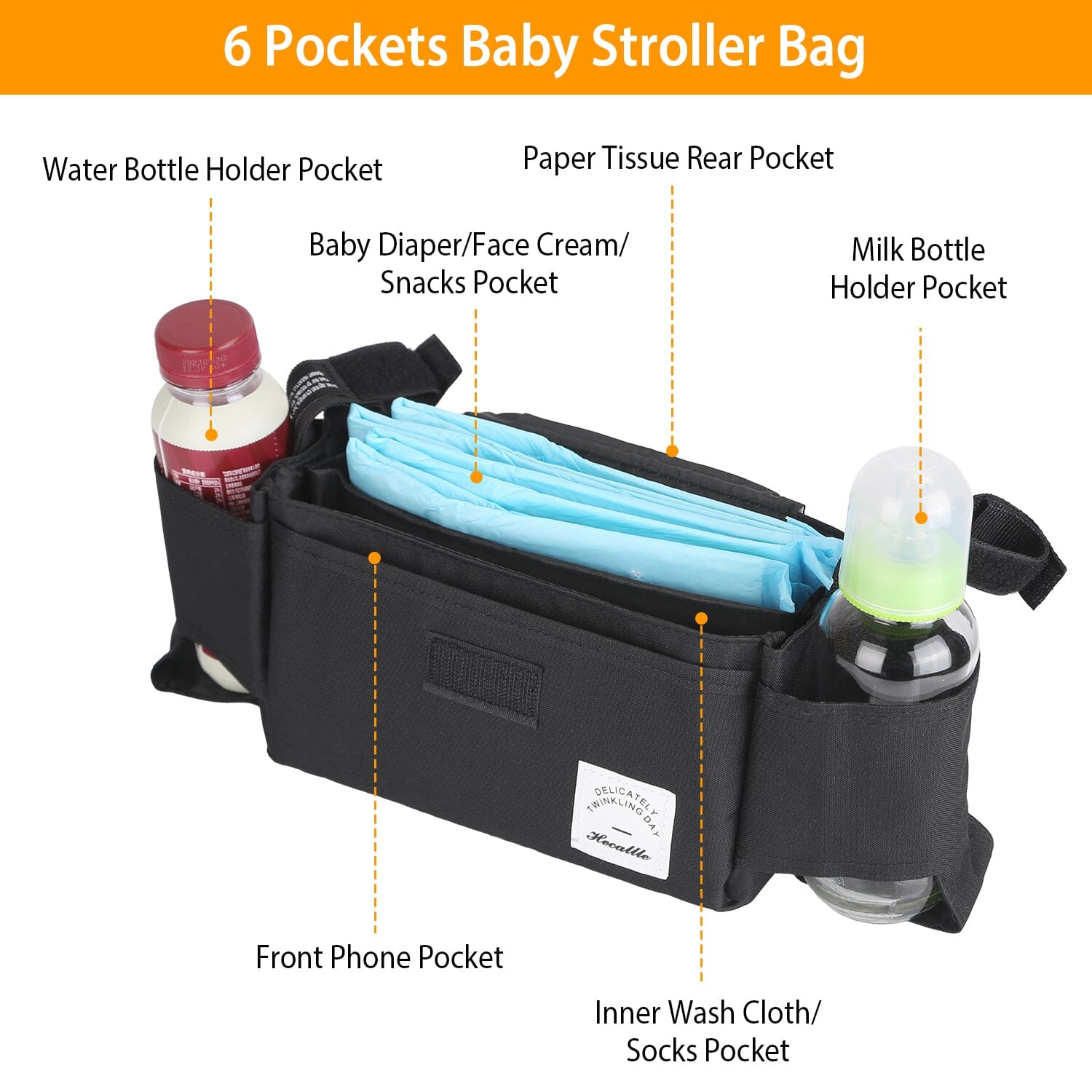 6-Pockets Baby Trolley Bag with Cup Holder Low Pice Sale Online