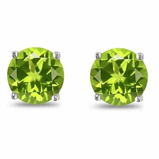 August Birthstone Peridot 925 Sterling Silver Round Cz Stud Earring Footlocker For Sale