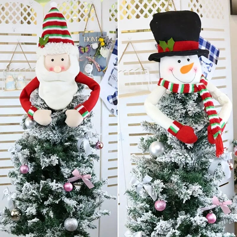 Traditional Wool Festive Christmas Tree Top Star and Snowman Decoration Top Quality For Sale