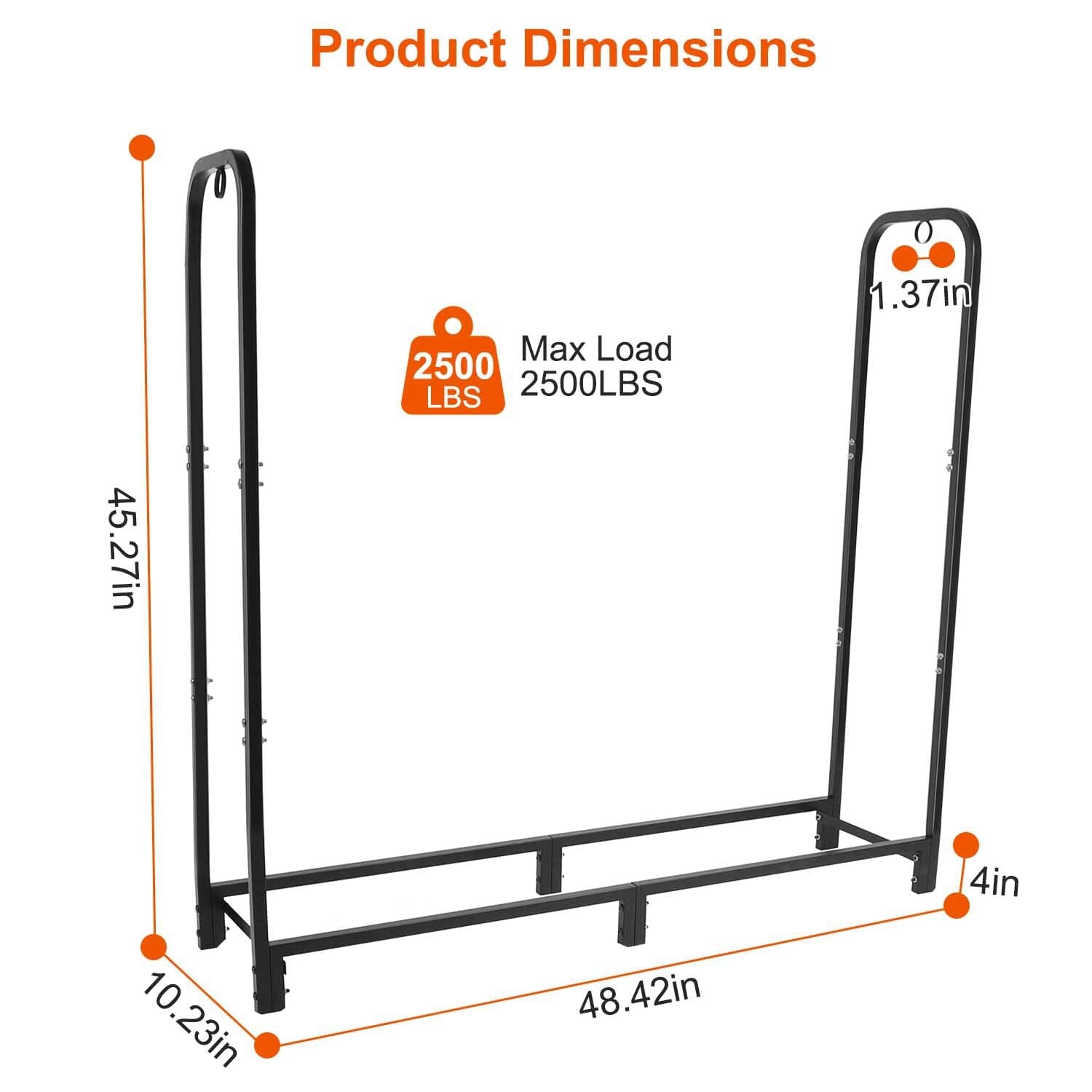 Firewood Log Rack 2500lbs Iron Storage Stacking Rack View