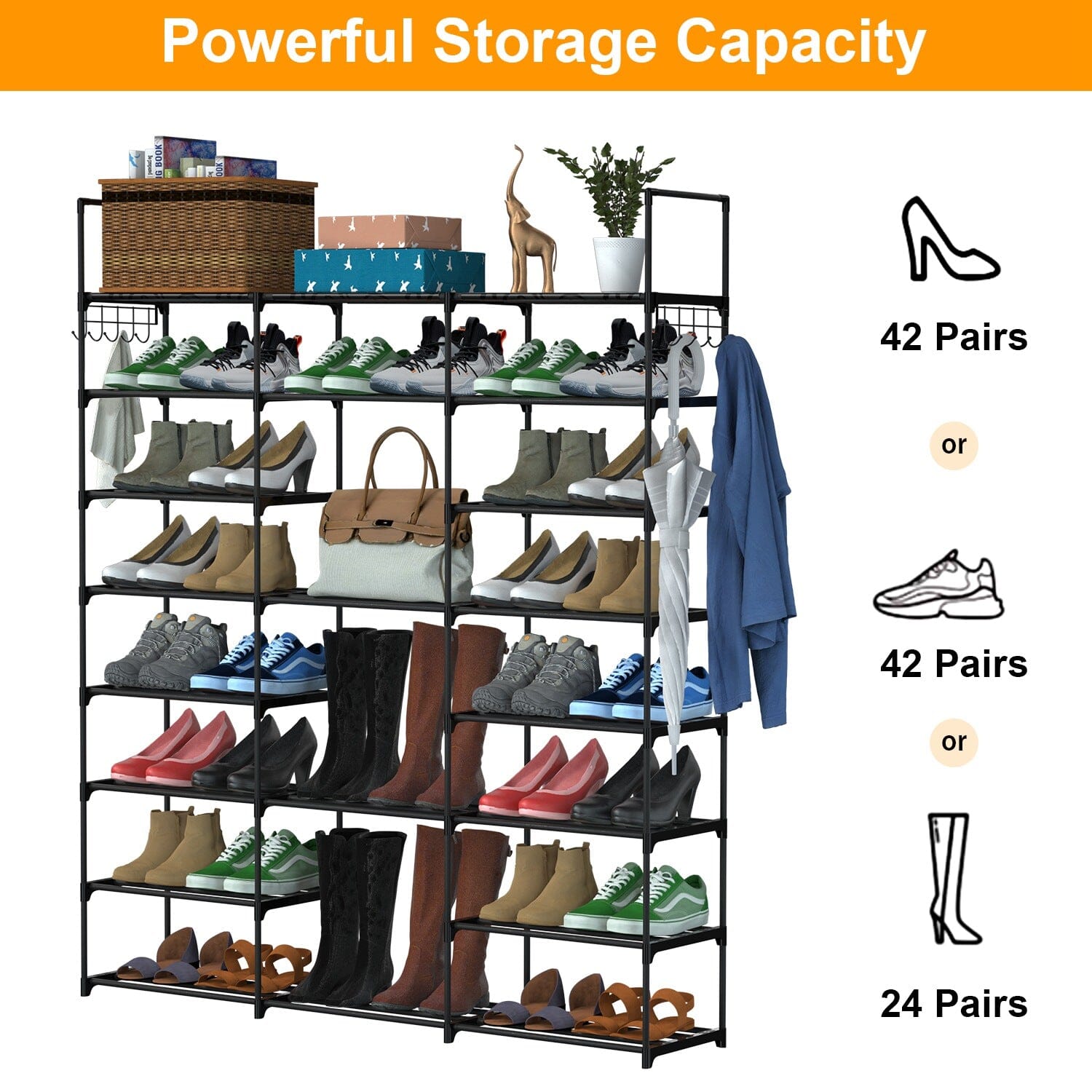 8-Tier Shoe Rack Metal Shoe Storage Shelf Comfortable Cheap Pice