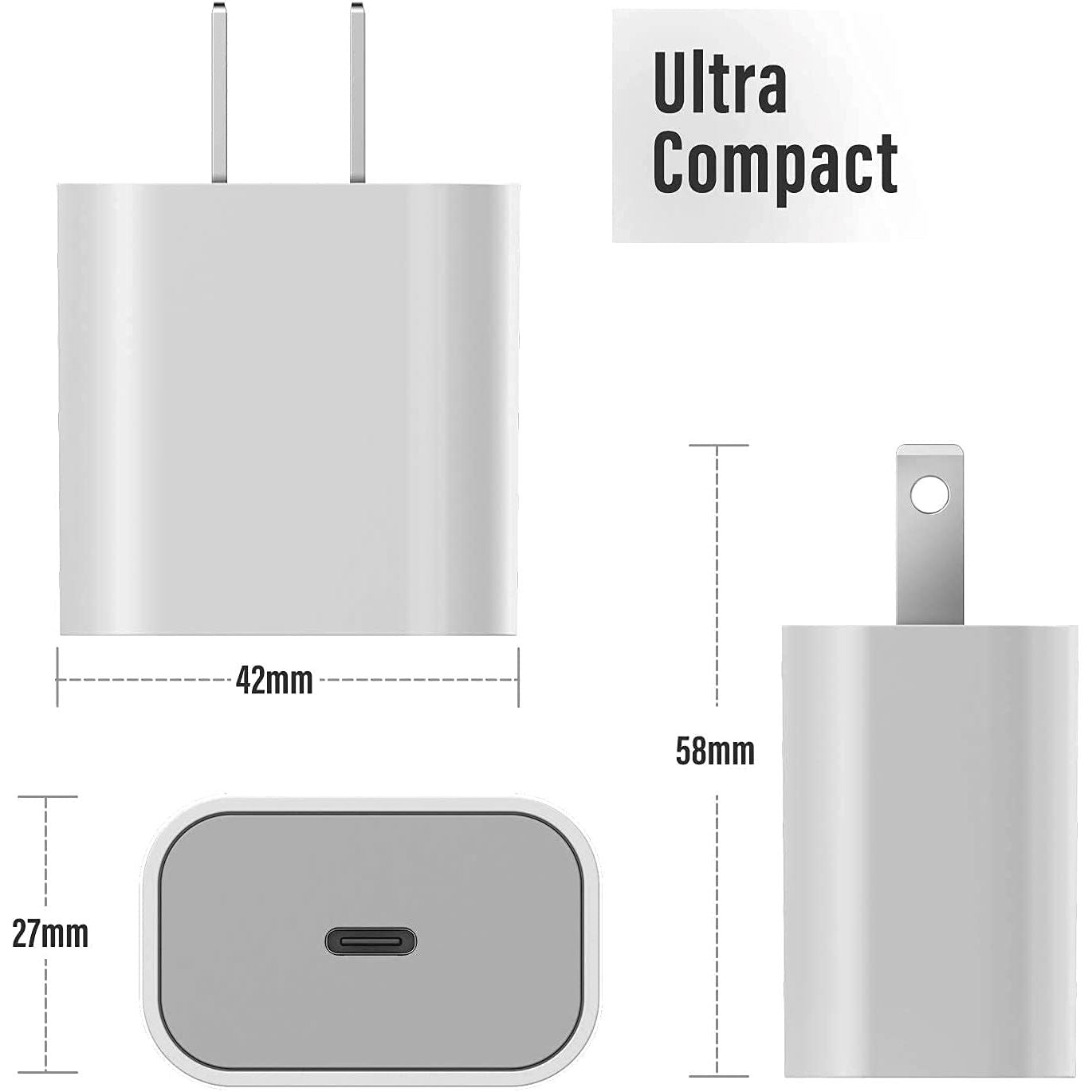 2-Pack: 20W USB-C Wall Charger Plug - Designed for Fast Charging Free Shipping Wholesale Pice