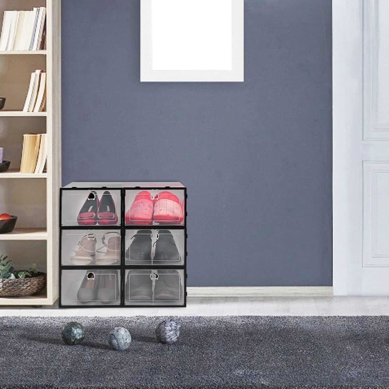 Stackable Shoe Storage Bin Transparent Dustproof Cheap Pice