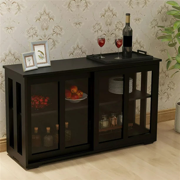 Buffet Sideboard with Sliding Glass Door and Adjustable Shelf Store Cheap Online