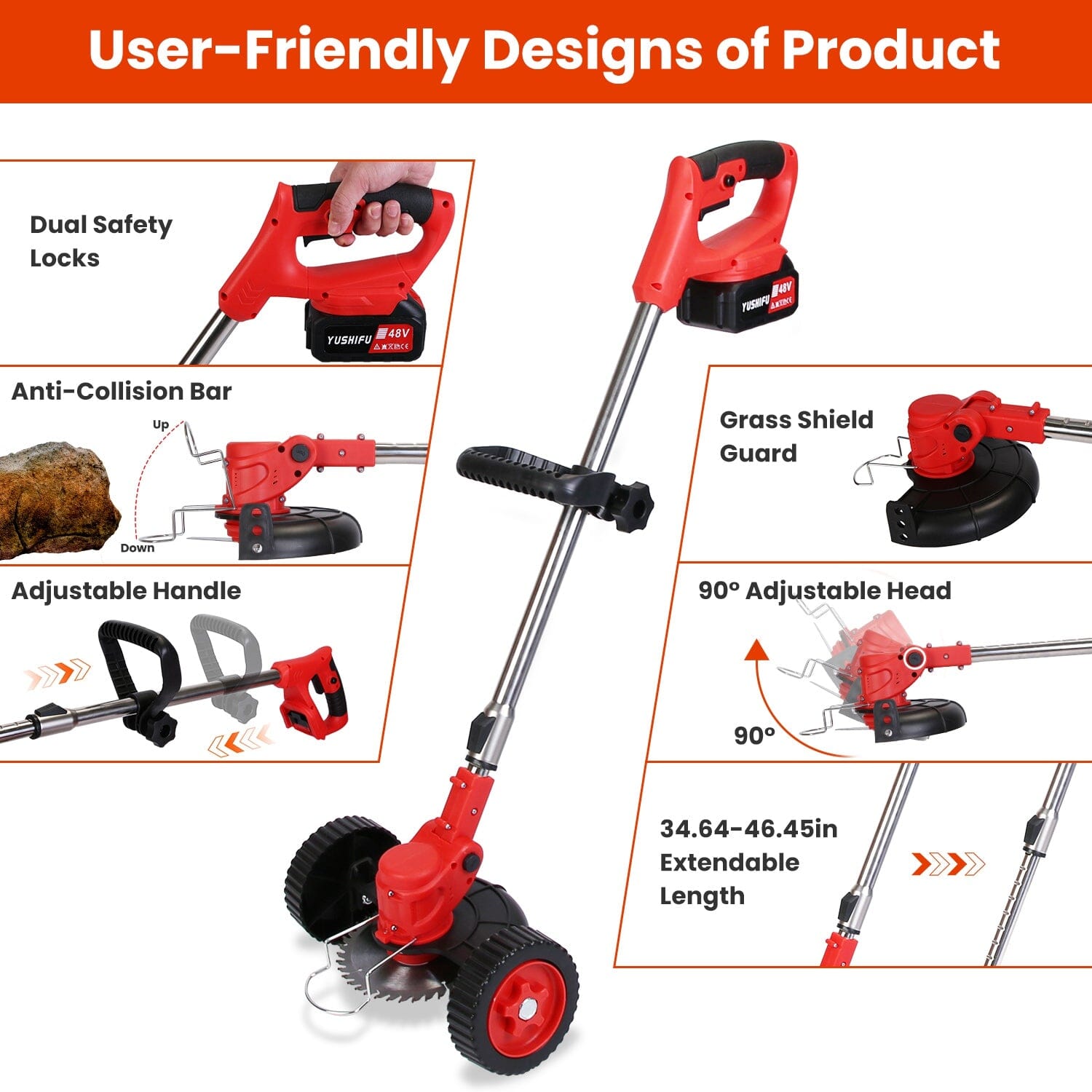 3-in-1 Electric Cordless Grass Wacker Battery Powered Grass Trimmer with Wheels Adjustable Head with 2-Pieces 2500mAh Batteries Really Cheap Shoes Online