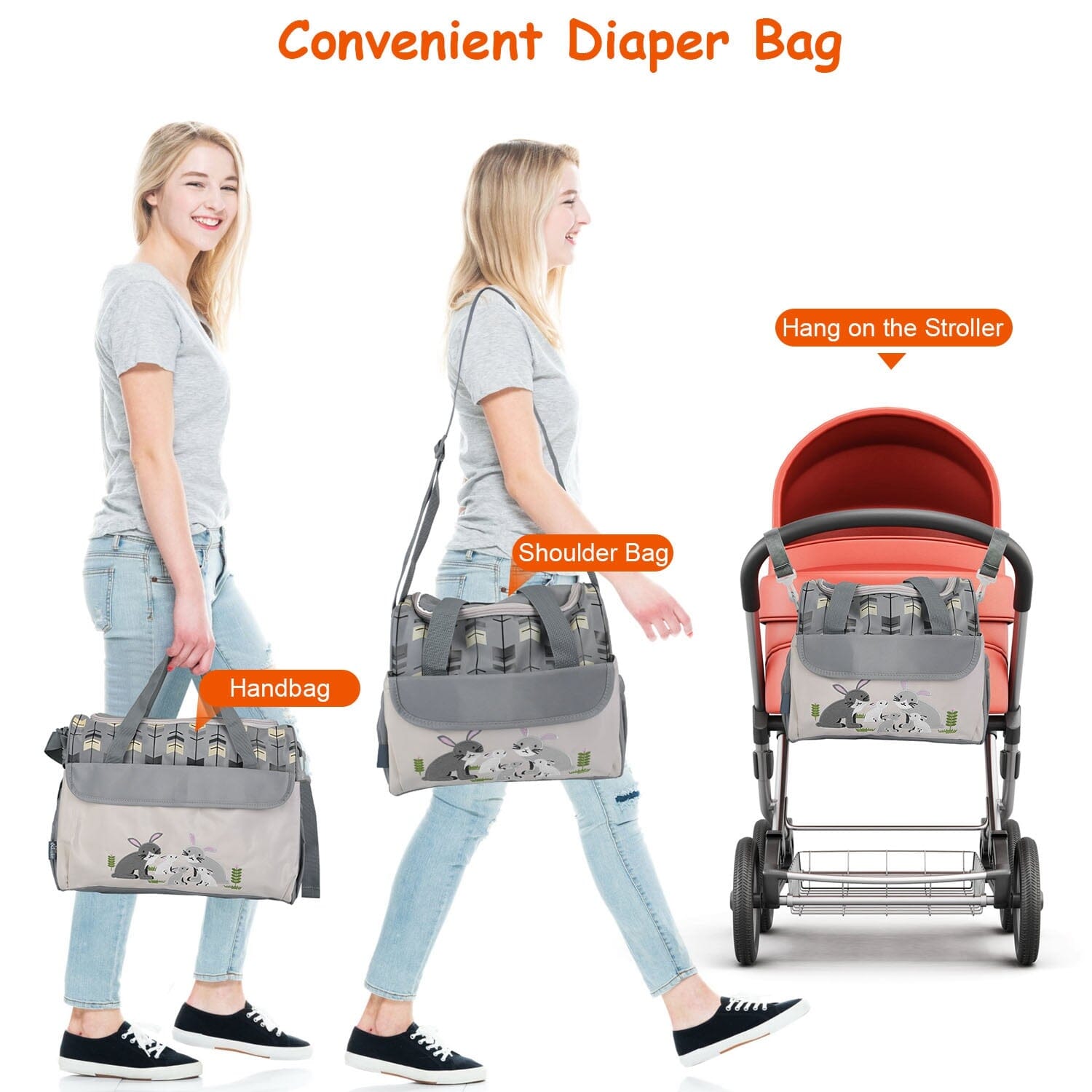 11-Piece Set: Multifunctional Diaper Handbags with Food Bag Low Cost