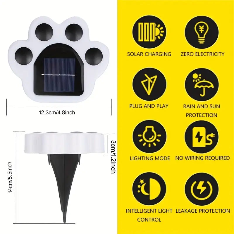 4-Pieces: Cute Paw-Shaped Solar Lawn Lights Factory Outlet For Sale