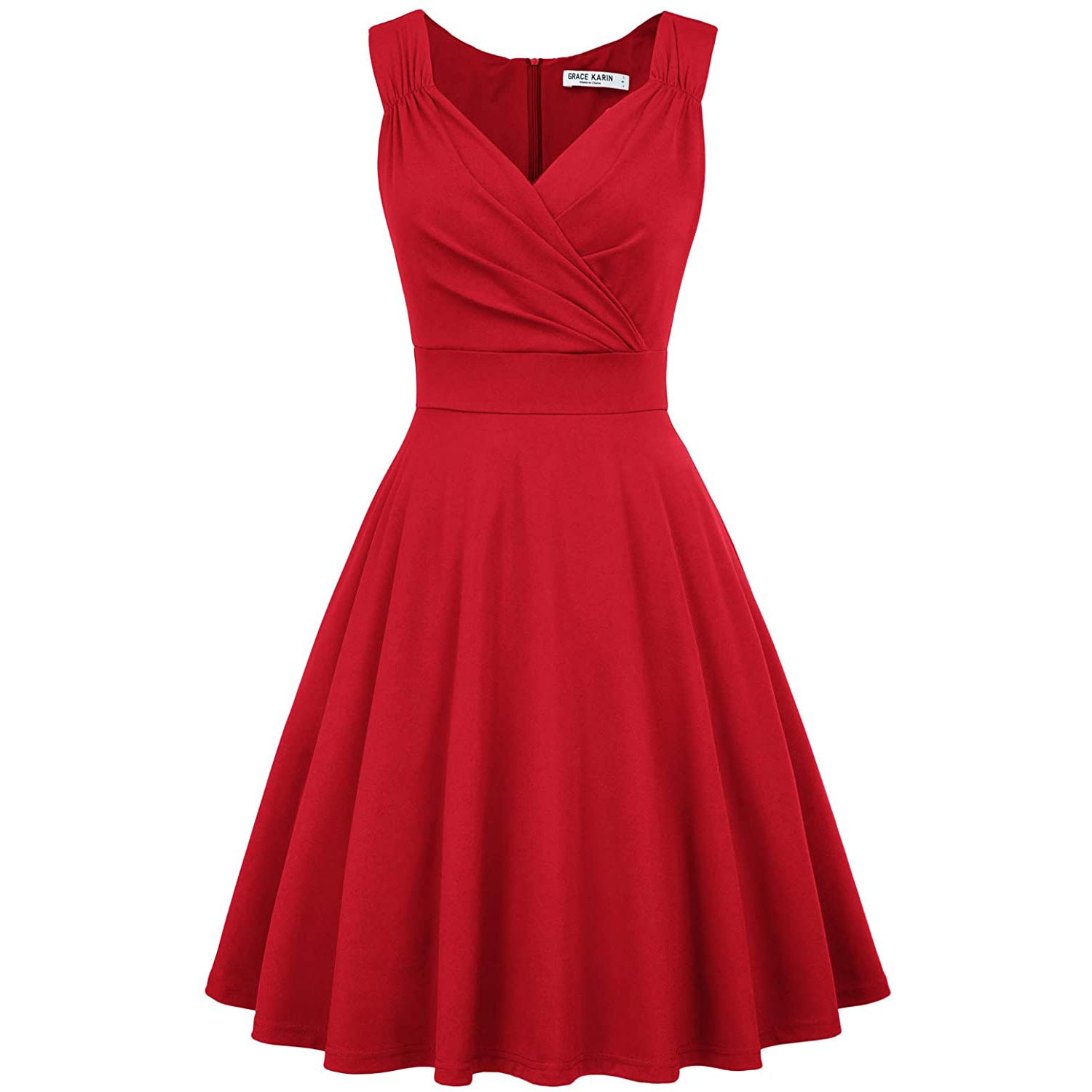 Women's Sleeveless Wrap V-Neck A-line Bridesmaid Cocktail Party Dress Low Pice Fee Shipping Sale Online