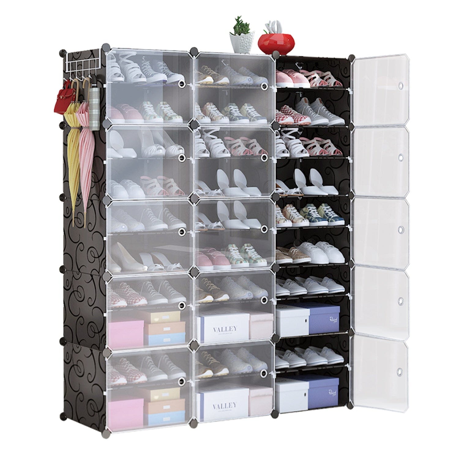 Shoe Rack Organizer with Transparent Doors Fashionable For Sale