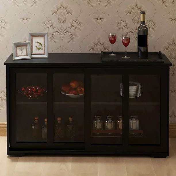 Buffet Sideboard with Sliding Glass Door and Adjustable Shelf Store Cheap Online