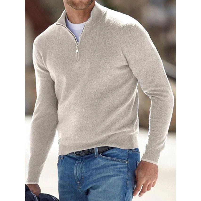 Men's Sweater Jumper Pullover Ribbed Knit Cropped Zipper Knitted Solid Color Get To Buy Cheap Pice