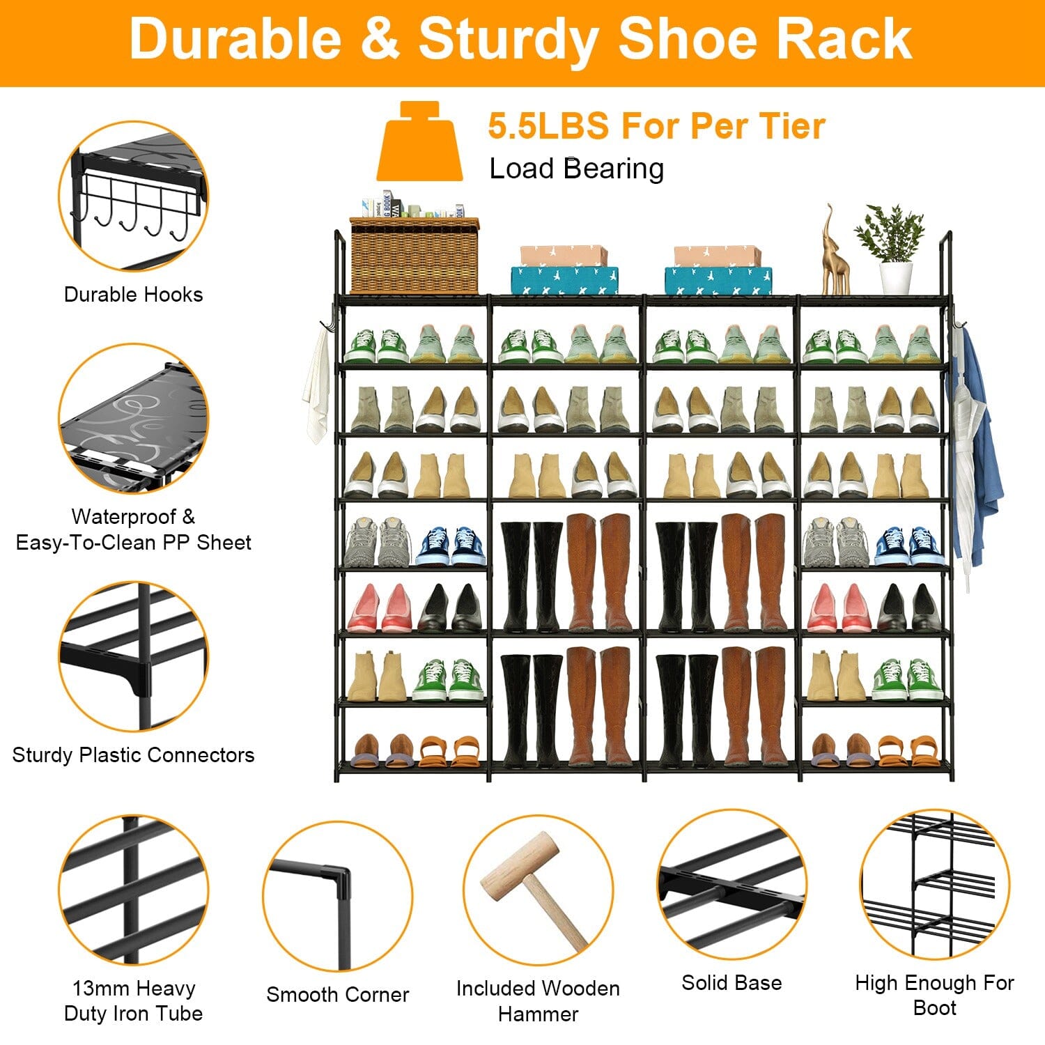 8-Tier Shoe Rack Metal Shoe Storage Shelf Comfortable Cheap Pice