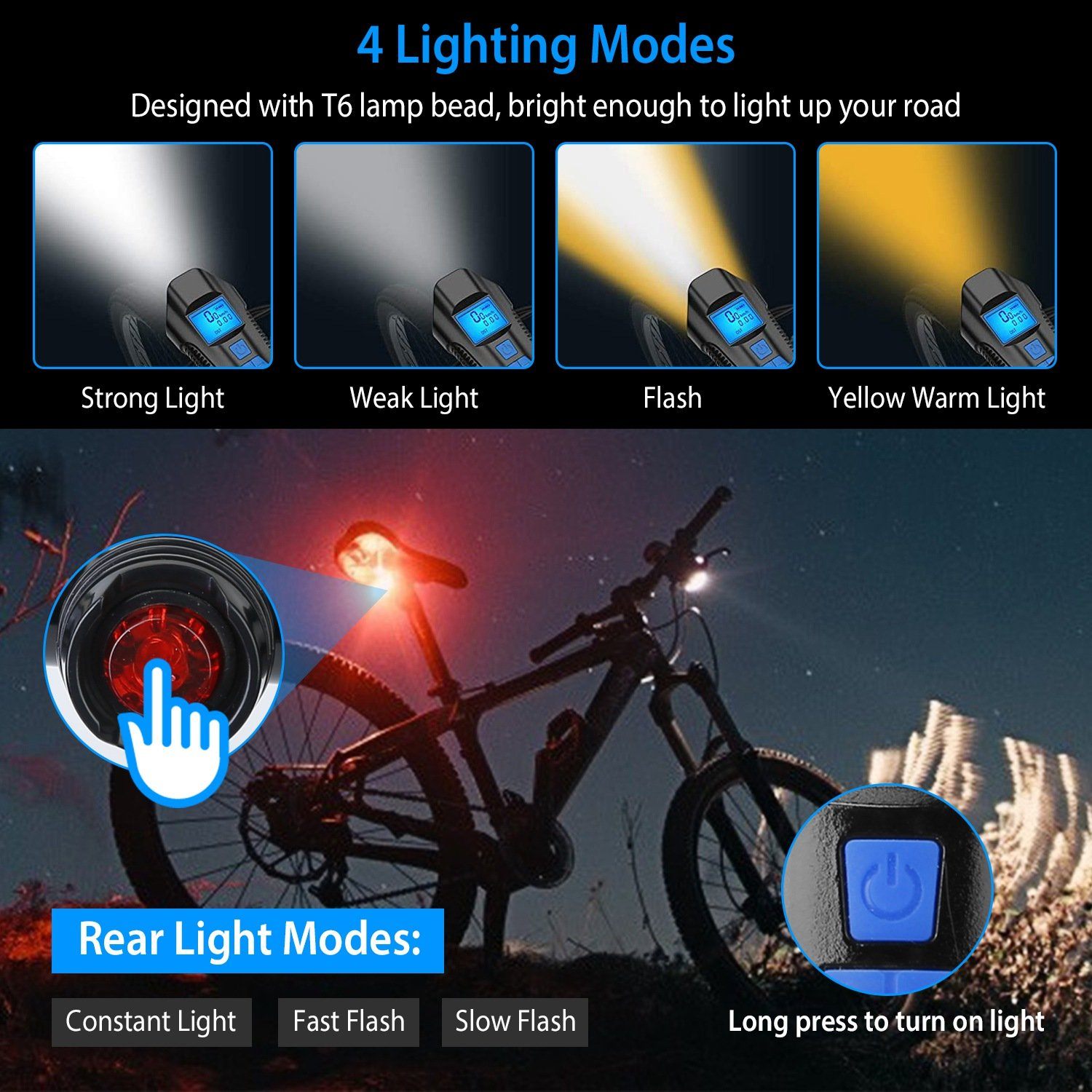 USB Rechargeable Bike Light Set with Speedometer and Odometer Limited Edition