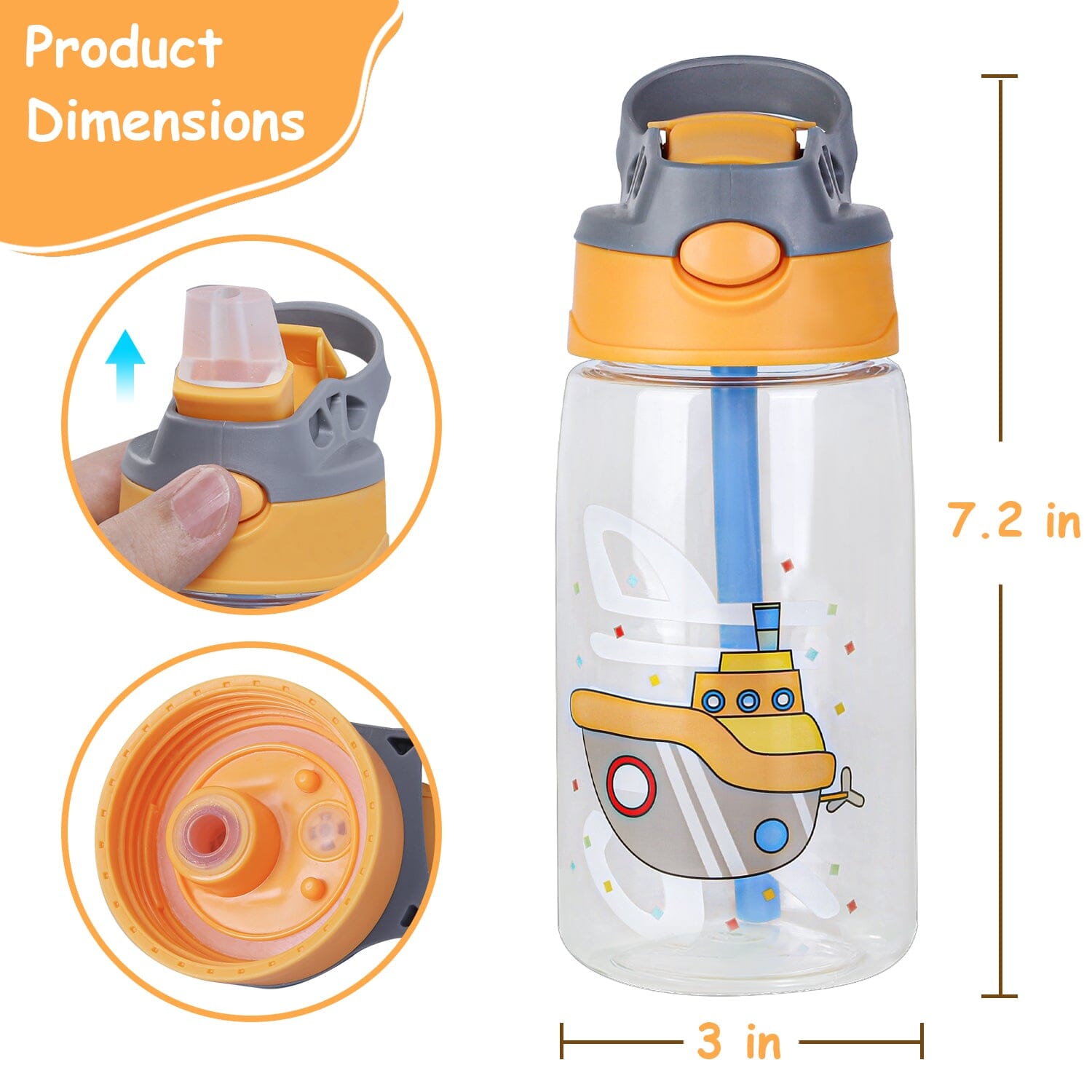 16.2oz Leak-proof Kids Water Bottle with Straw Push Button Genuine For Sale